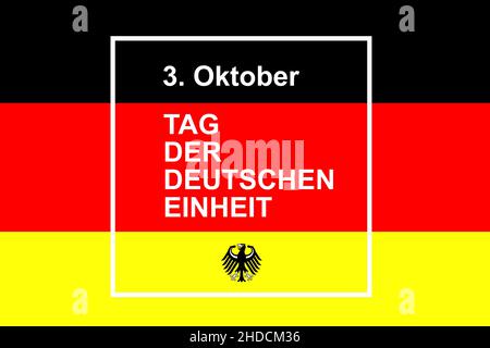 3. Oktober, Tag der Deutschen Einheit, Nationalfarben Deutschlandkarte Bundesadler,,, schwarz-rot-gold, Banque D'Images
