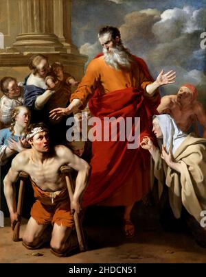 St Paul Healing the Cripple at Lystra par le peintre néerlandais de l'âge d'or Karel Dujardin (1626-1678), huile sur toile, 1663 Banque D'Images