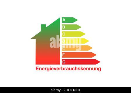 Energieeffizienzklasse für ein Einfamilienhaus, Energieverbrauchskennung, A-G, Banque D'Images