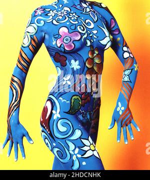 Koerperbemalung, Frau mit Body Painting, M. : Oui, Detailansicht, Banque D'Images