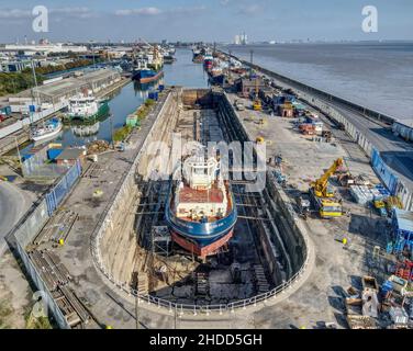 Vue en hauteur du Dry Dock à William Wright Dock, Hull Banque D'Images