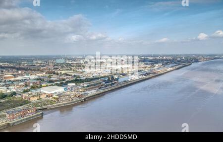 Vue en hauteur d'Albert Dock, Hull Banque D'Images