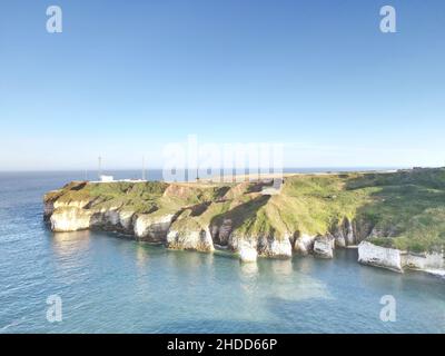 Vue aérienne de la côte de Flamborough Head, Royaume-Uni Banque D'Images