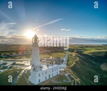 Vue aérienne du phare de Flamborough Head, Royaume-Uni Banque D'Images