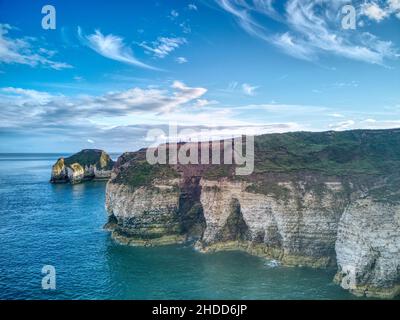 Vue aérienne de la côte de Flamborough Head, Royaume-Uni Banque D'Images