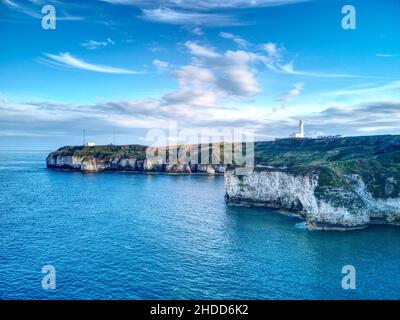 Vue aérienne de la côte de Flamborough Head, Royaume-Uni Banque D'Images