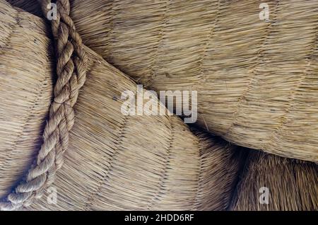 Détails de l'immense corde suspendue comme décoration devant l'entrée du temple d'Itsumo Taisha au Japon Banque D'Images