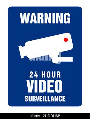 Panneau d'avertissement de la caméra de sécurité.Autocollant vectoriel pour avertissement de vidéosurveillance. Illustration de Vecteur