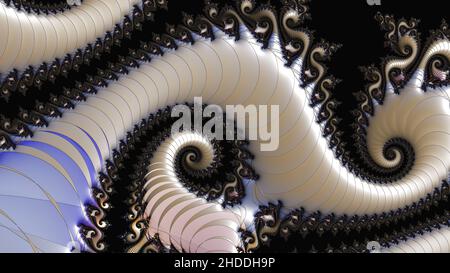 Figurines fractales blanches abstraites sur fond noir - papier peint Banque D'Images