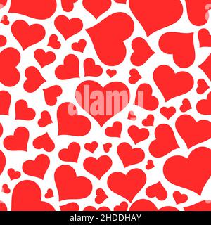 Motif cardiaque.Imprimé mode coeurs vectoriels.Motif coeurs rouges et blancs sans couture. Illustration de Vecteur