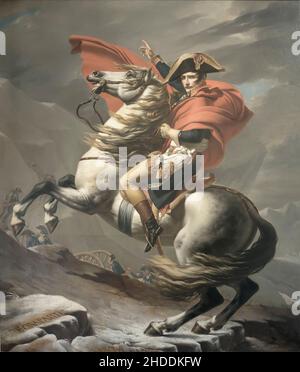 Napoléon traversant les Alpes par Jacques-Louis David au Palais du Belvédère, Vienne, Autriche Banque D'Images