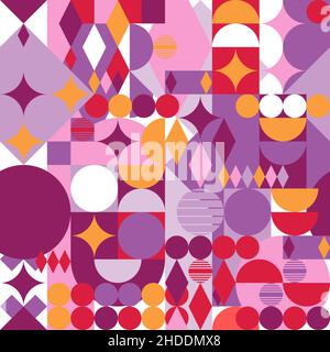 Motif Bauhaus du milieu du siècle.Motif abstrait géométrique sans couture.Conception de formes géométriques vectorielles. Illustration de Vecteur