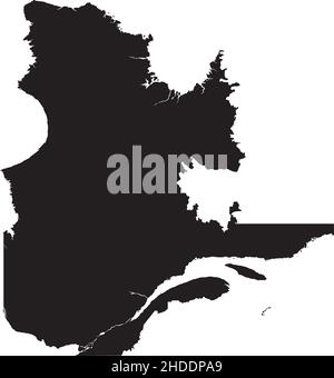 Carte administrative noire à vecteur blanc et plat de la province canadienne de QUÉBEC, CANADA Illustration de Vecteur