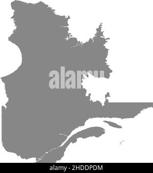 Carte administrative à vecteur gris plat vierge de la province canadienne de QUÉBEC, CANADA Illustration de Vecteur