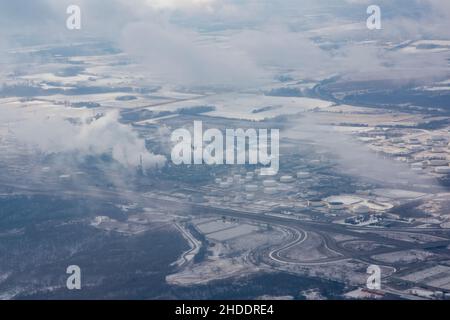 Rosemount Minnesota.Vue aérienne de la raffinerie de pétrole de Pine Bend.C'est la plus grande raffinerie de pétrole du Minnesota, Banque D'Images