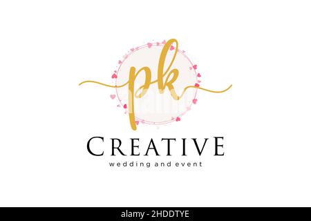 Logo féminin PK.Utilisable pour le logo pour la mode, la photographie, le mariage, la beauté, les affaires.Elément de modèle de logo Flat Vector. Illustration de Vecteur