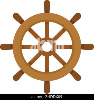 Icône de la roue de navigation du navire.Illustration plate de l'icône de vecteur de roue de navigation isolée sur fond blanc Illustration de Vecteur