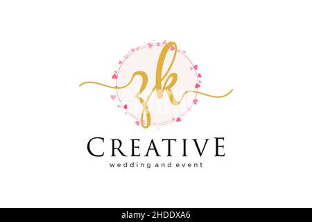 Logo féminin ZK.Utilisable pour le logo pour la mode, la photographie, le mariage, la beauté, les affaires.Elément de modèle de logo Flat Vector. Illustration de Vecteur