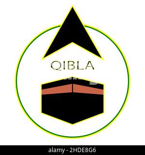 qibla badge de direction de prière musulmane utilisé dans diverses salles ou bâtiments pour montrer la direction de la Mecque Banque D'Images