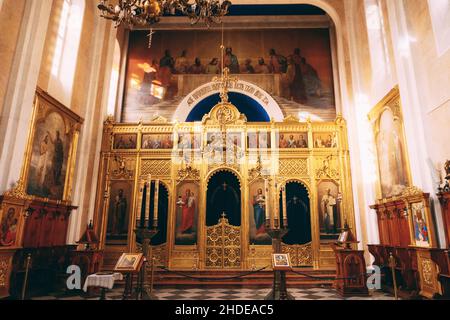 Décoration intérieure de l'église orthodoxe de la Sainte Annonciation à Dubrovnik.Croatie Banque D'Images