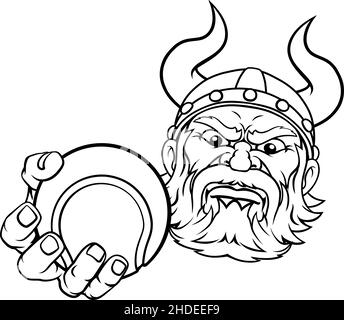 Viking tennis ball Sports Mascot Cartoon Illustration de Vecteur