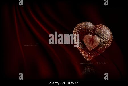 Bonne Saint Valentin cœurs illustration vectorielle sur fond rouge Illustration de Vecteur