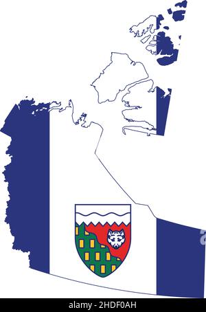 Carte de drapeau administratif à vecteur plat du territoire canadien des TERRITOIRES DU NORD-OUEST, CANADA Illustration de Vecteur