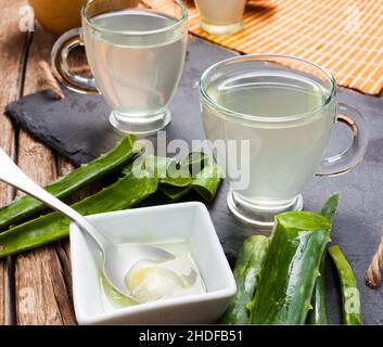 miel, aloe vera, boisson chaude, miel, aloe veras,boissons chaudes Banque D'Images