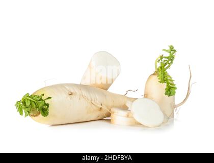 radis, rond espagnol noir, radis Banque D'Images