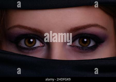 yeux, voilés, niqab, yeux, véilés Banque D'Images