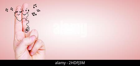 couple, ensemble, musique d'écoute, paires, togethers,écouter des musiques Banque D'Images