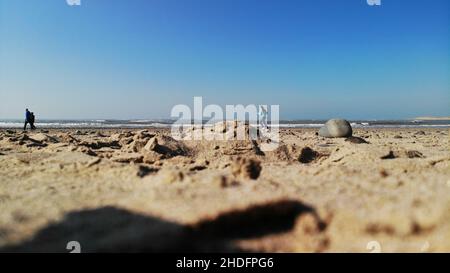 Photographie aérienne de la plage de Ynyslas, dunes de sable, mer, estuaire, surplombant Aberdyfi Banque D'Images