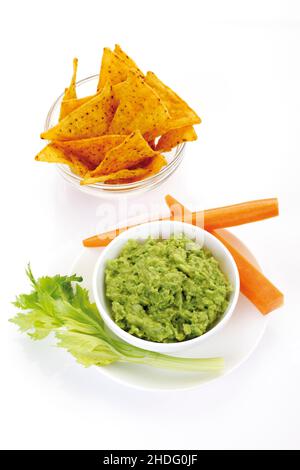 Nourriture pour doigts, guacamole, chips de maïs, aliments pour doigts, guacamoles Banque D'Images