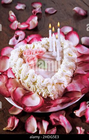 cœur, valentin, gâteau à la crème, coeurs, saint-valentin,saint-valentin, saint-valentin, gâteaux de crème Banque D'Images