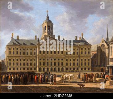 L'hôtel de ville (aujourd'hui le Palais Royal) sur la place du Dam à Amsterdam, peinture de Gerrit Berckheyde, 1672 Banque D'Images