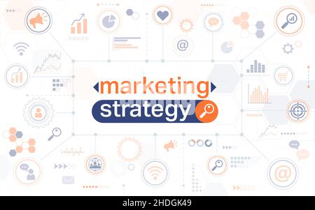 Bannière horizontale de stratégie de marketing Illustration de Vecteur