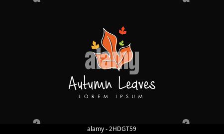 Logo d'automne Design concept Vector isolé sur fond noir.Modèle de logo saisonnier de l'automne Illustration de Vecteur