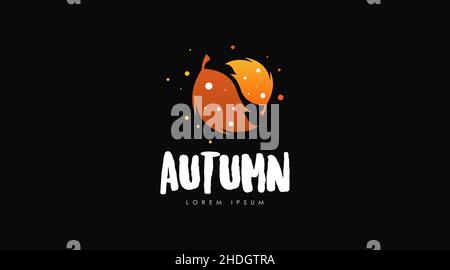 Logo d'automne Design concept Vector isolé sur fond noir.Modèle de logo saisonnier de l'automne Illustration de Vecteur