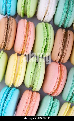Arrière-plan de nombreux macarons colorés Banque D'Images