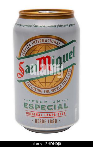 san miguel, canette à bière, lager, san migels, canettes à bière Banque D'Images