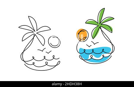 Logo Summer Beach.Illustration vectorielle icône station balnéaire Illustration de Vecteur