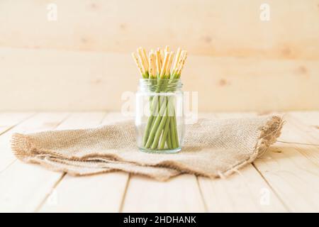 bâtonnets de biscuits aromatisés au thé vert Banque D'Images