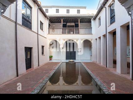 GRANADA ANDALUCIA ESPAGNE CASA HORNO DE ORO PETITE MAISON NASRID 15C AVEC PISCINE RECTANGULAIRE Banque D'Images