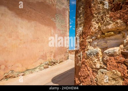 mur, ocre, ombre, murs, ocre,couleurs Banque D'Images