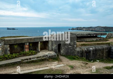 abri à la bombe, camaret sur mer, abris à la bombe Banque D'Images