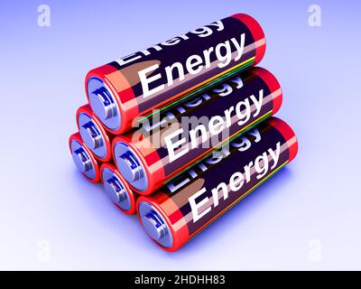 énergie, mignon, batterie, énergies, mignons,piles Banque D'Images