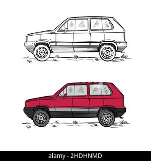 Illustration vectorielle de petite voiture panda italienne Illustration de Vecteur