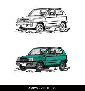 Illustration vectorielle de petite voiture panda italienne Illustration de Vecteur