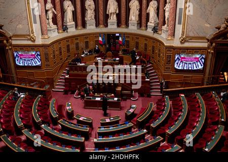 Paris, France.06th janvier 2022.L'hémicycle du Sénat à Paris, France, le 6 janvier 2022.Photo de Lionel Urman/ABACAPRESS.COM crédit: Abaca Press/Alay Live News Banque D'Images