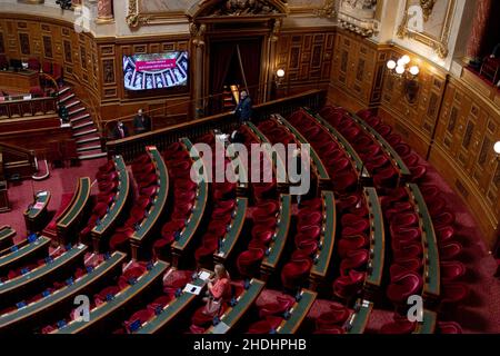 Paris, France.06th janvier 2022.L'hémicycle du Sénat à Paris, France, le 6 janvier 2022.Photo de Lionel Urman/ABACAPRESS.COM crédit: Abaca Press/Alay Live News Banque D'Images